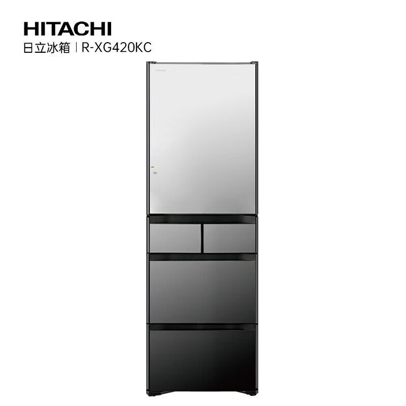Hitachi (HITACHI) 401L zero-embedded French multi-door refrigerator for home use, vacuum preservation, automatic ice making, rapid freezing and refrigeration, intelligent power saving R-XG420KC crystal mirror