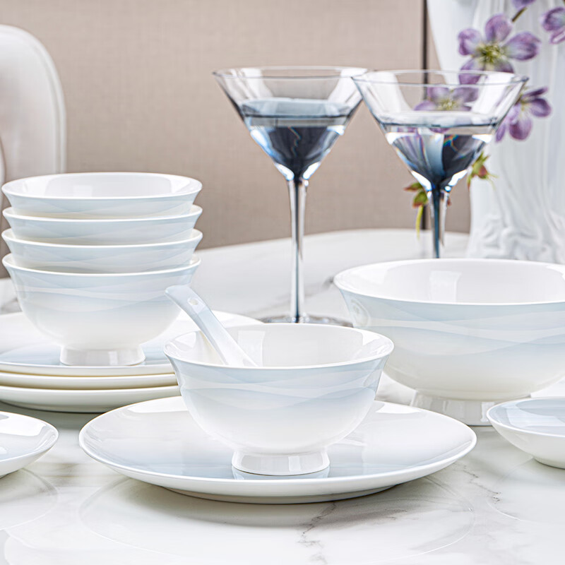 NINE CRANES Jingdezhen tableware complete set of high-end gradient housewarming gift bowl and dish set for home use 2025 new high-value