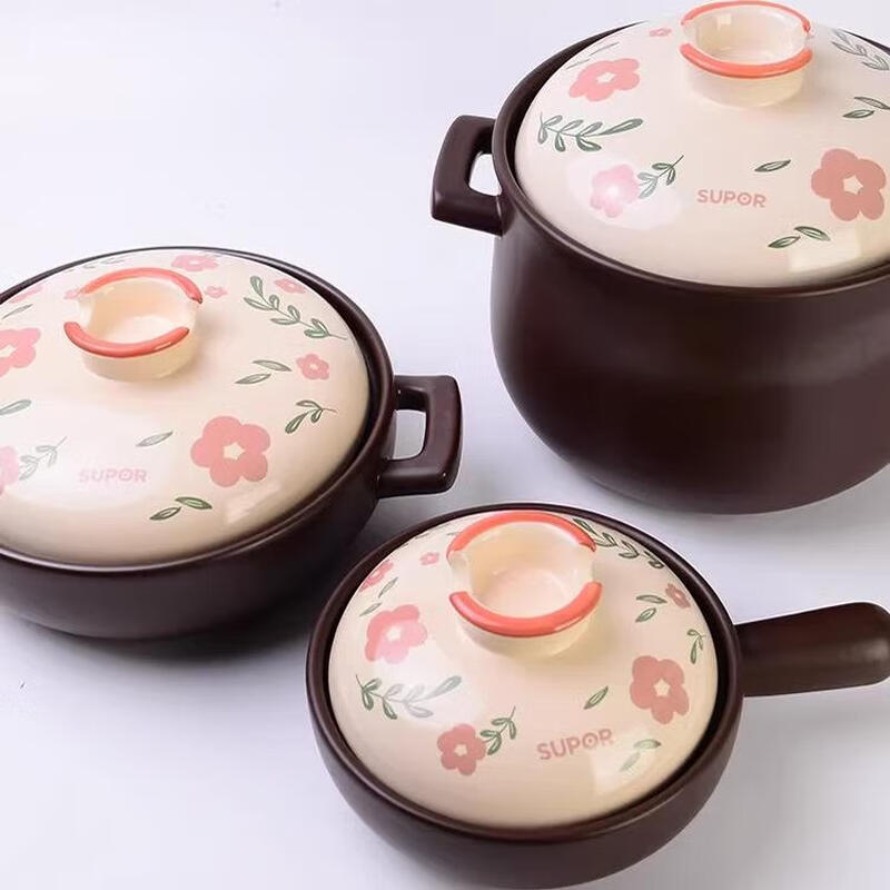 SUPOR casserole soup pot casserole high temperature resistant stew pot wide mouth clay pot rice shallow soup pot open flame gas stove cooking porridge TB30A3 wide mouth 3-4 people 3.0L