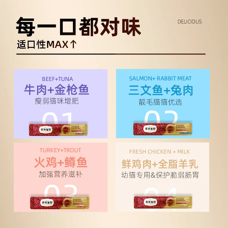 Fregate 96% high meat content and high antioxidant staple food nutritional cat strips wet food staple cat strips for adult cats and kittens 30 pieces, mixed flavors 450g