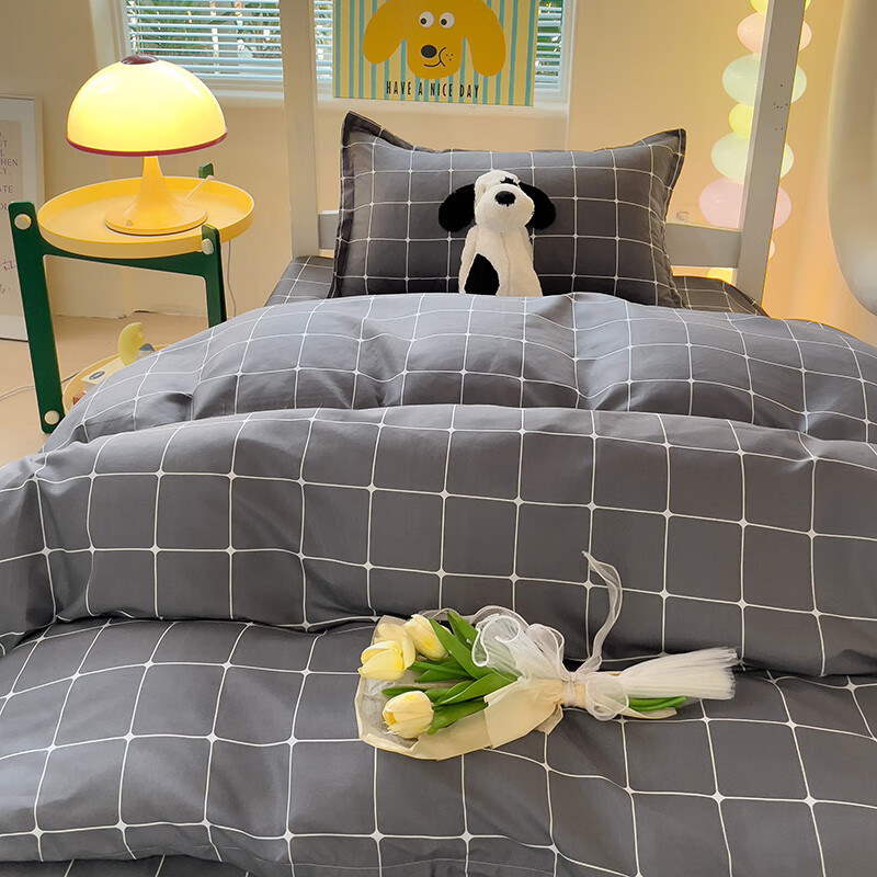 Yalu student dormitory bed, six-piece bedding set, complete set with mattress, three-piece bedding set of dormitory sheets