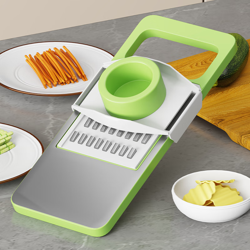 Zhizhi Yifan multifunctional vegetable cutter grater household thick wire kitchen vegetable cutter fast grater artifact slicer grater fresh green 7-piece set 6 blades + hand guard