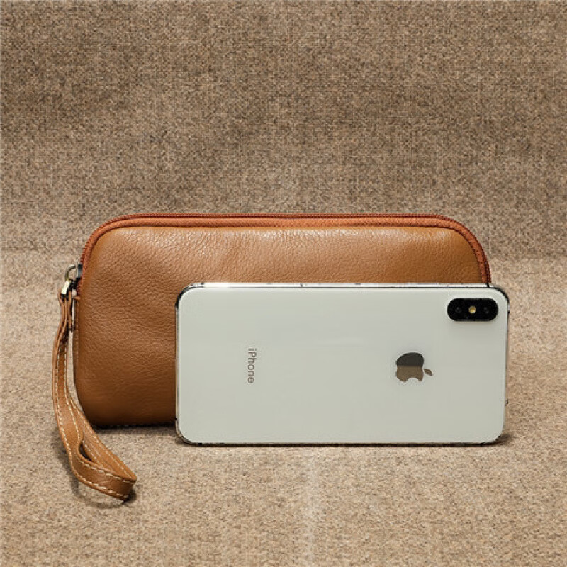 Kangaroo Leather Clutch Couple's Large Capacity Clutch Cowhide Commuting Mobile Phone Bag Women's Long Wallet Coin Purse Black God of Wealth Clutch