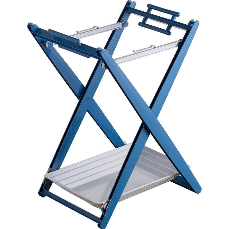 Japan imported foldable garbage rack with tray plastic bag storage bracket kitchen portable garbage bag hanger blue 27.9*35.6*29.2 cm