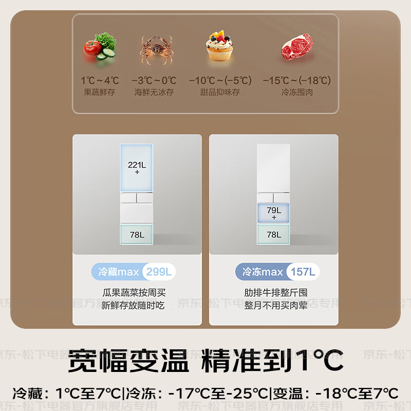Panasonic National Subsidy Small Sorbet Japanese Refrigerator French Multi-Door Small Household 410 Household Ultra-Thin Air-cooled Frost-free Automatic Ice Making First-Class Energy Efficiency Antibacterial Preservation Brushed Silver Automatic Ice Making + Silver Ion Antibacterial EE41PXA-S