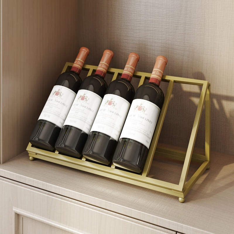 Yixin (yixin) red wine rack obliquely placed light luxury high-end red wine display rack bar wine cabinet ornaments iron wine rack triangle six bottles 495*195*215mm (excluding red wine)