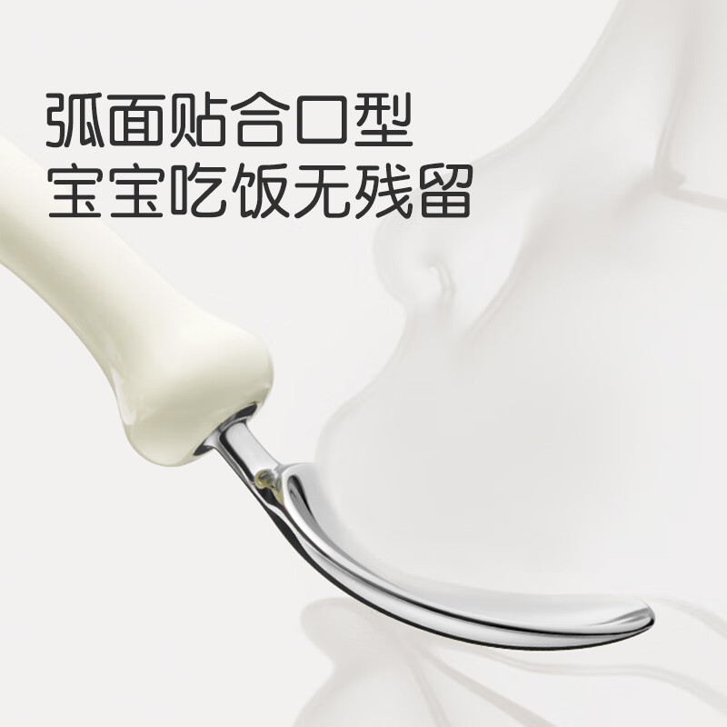 Shixi children's stainless steel fork and spoon baby training spoon 1 year old independent eating spoon Yuanbao spoon children's tableware tropical orange