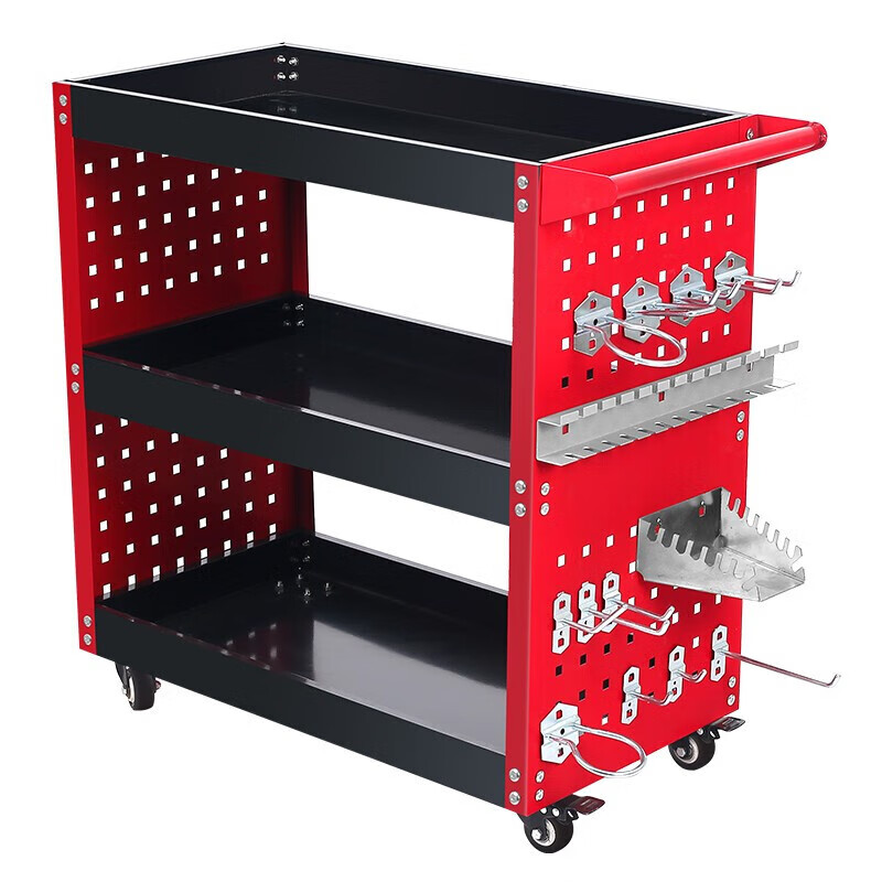 Mi Lan Tool Cart Auto Repair Drawer-Type Multi-Function Workshop Repair Three-Layer Trolley Mobile Repair Car Repair Thickened Storage Gray Thickened Model + Screwdriver Holder