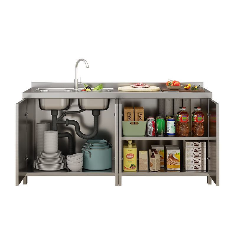 Qinkai 304 stainless steel kitchen cabinets, thickened stove, integrated custom sideboard, small apartment storage combination storage cabinet, main picture model, 40cm flat model, no