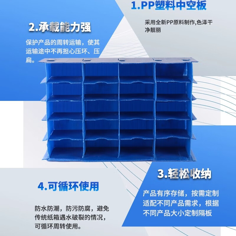 Pp hollow board turnover box plastic corrugated board Wantong board calcium plastic box folding knife card plastic box customization blue contact customer service for customized size