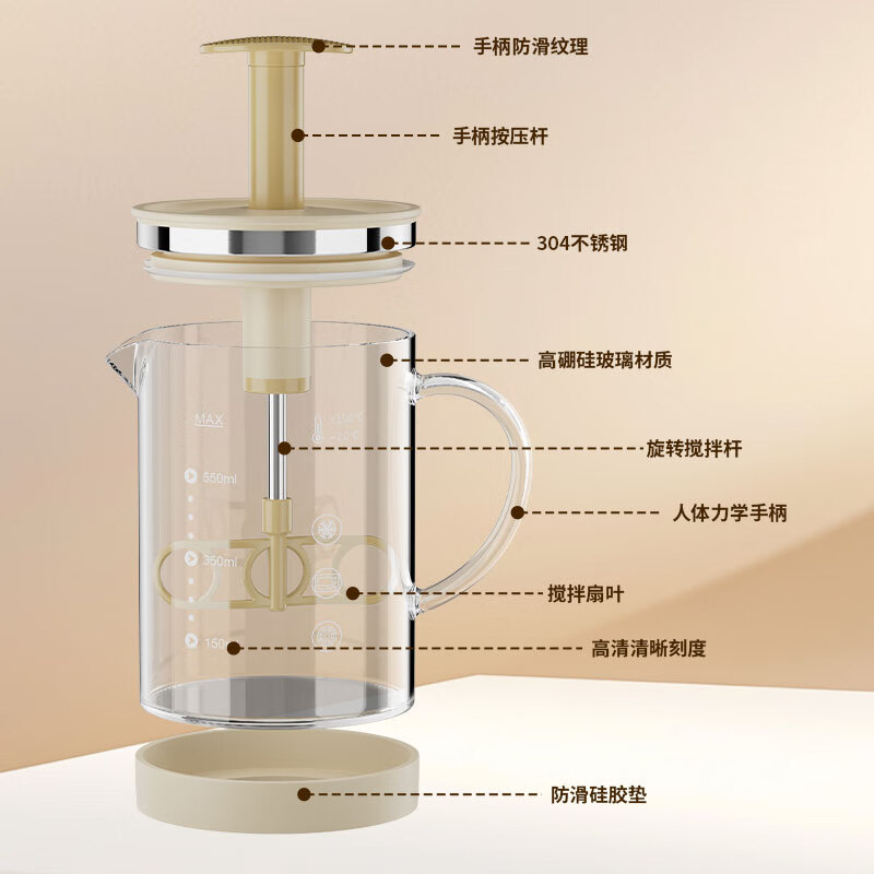I VE multifunctional mixing kettle, household semi-automatic egg beater, high temperature resistant large capacity flour and egg mixing cup, 550ml semi-automatic mixing kettle