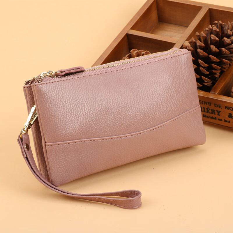 Scarecrow New Fashion Clutch Women's Long Double Zipper Large Capacity Wallet Double Layer Multifunctional Mobile Phone Bag Coin Purse Brand Wife Mom Mother Gift Wine Red