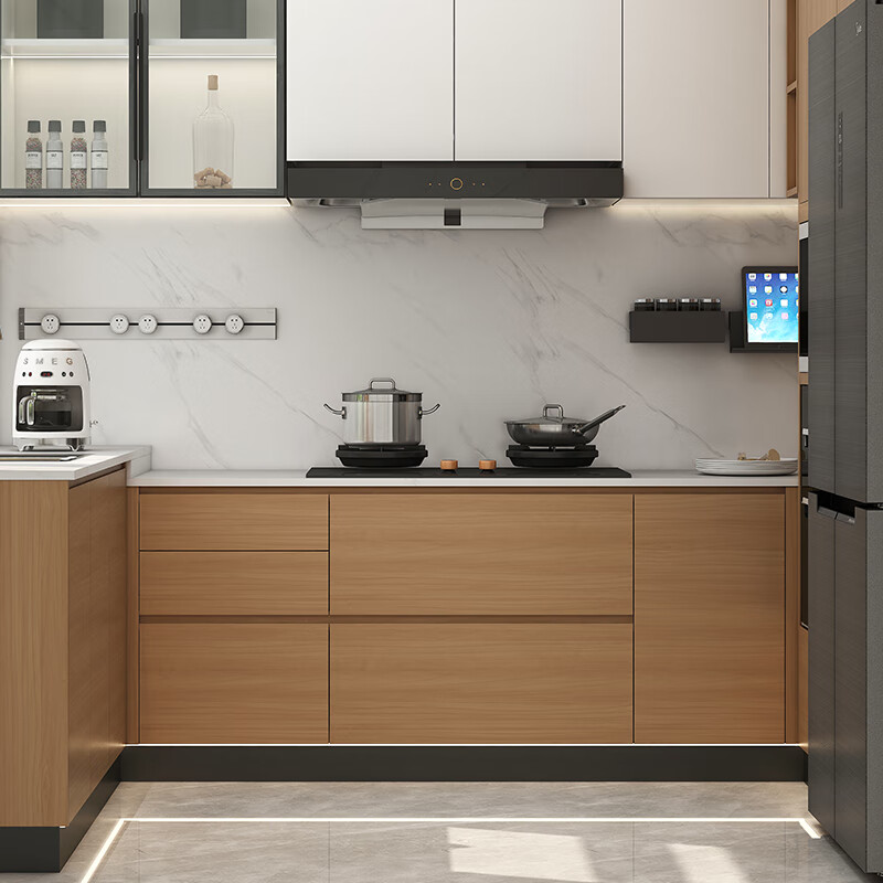 Oluoxun customized Shenzhen integrated kitchen cabinets customized Hong Kong small apartment customized cabinets marble stove whole house furniture white
