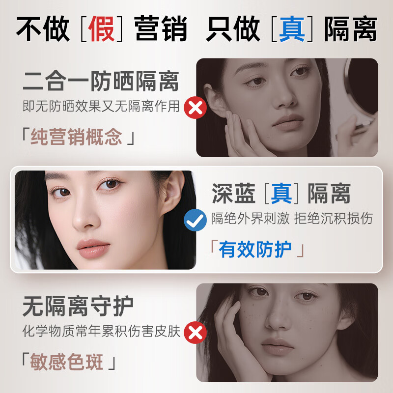 Dark Blue Makeup (BLEUNUIT) Moisturizing, Revitalizing, Repairing and Isolating Cream Before Makeup, Concealer, Brightening Skin, Invisible Pores, Moisturizing and Oil Control, Purple (Suitable for Yellow and Dark Skin)