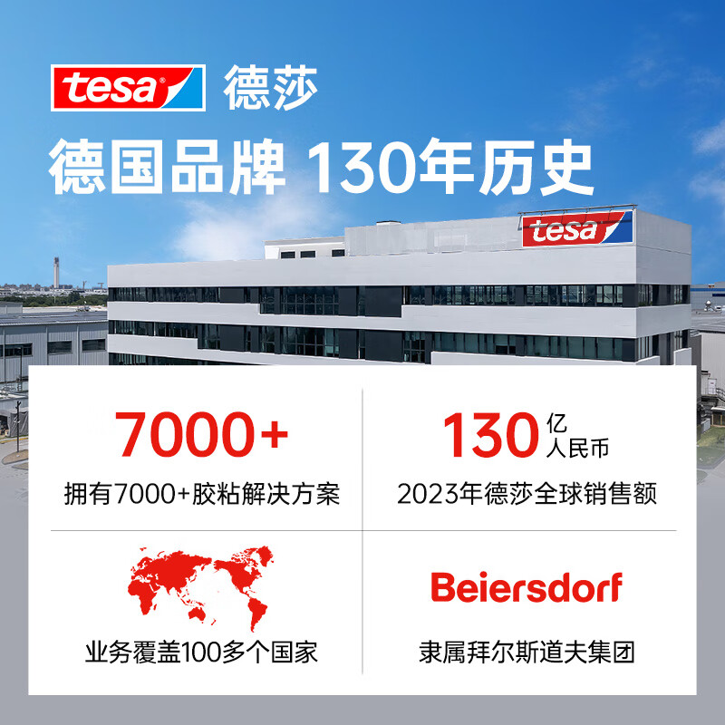 Tesa strong double-sided tape, high viscosity, traceless car tail fin ornaments, ETC special adhesive for wall tiles, high temperature resistant, waterproof, fixed back adhesive 6311 3m*20mm 1 roll