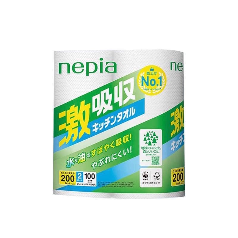 Nepia super absorbent kitchen paper towel oil-absorbing paper food grade contact Japanese original authentic 100 pieces * 4 rolls