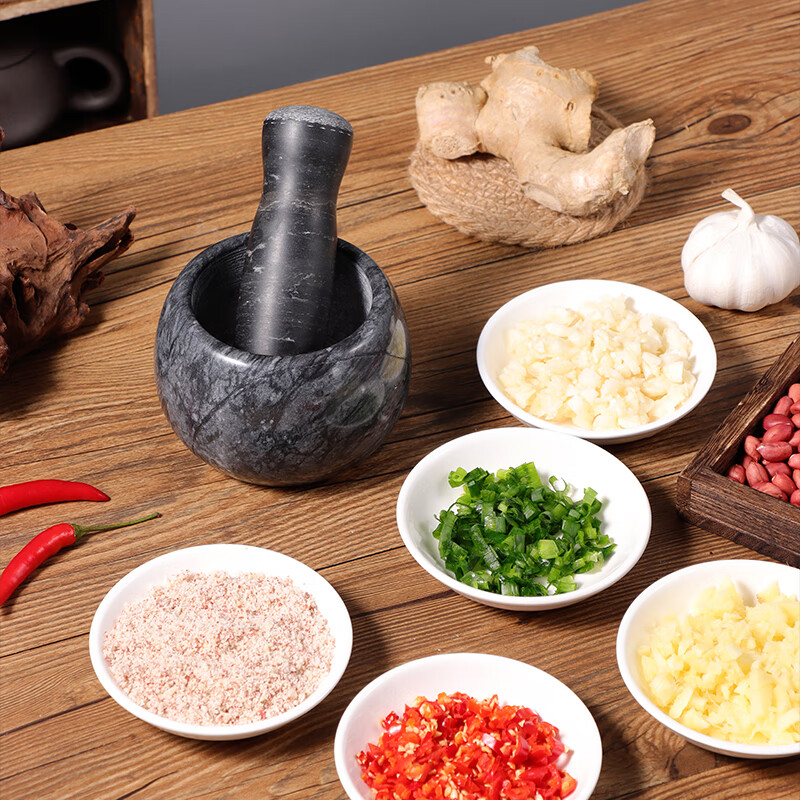 Baijie marble mortar garlic mortar masher garlic masher garlic press garlic jar grinding stone for home use