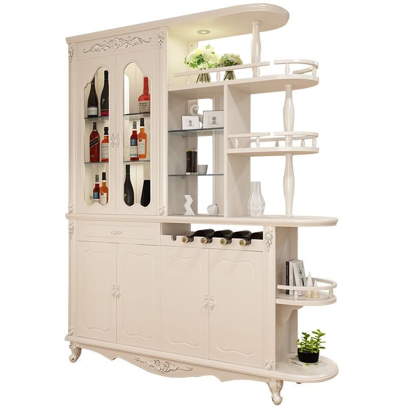 Xi Changfu living room partition cabinet entry entrance cabinet wine cabinet foyer screen double-sided decoration light luxury high-end style multi-functional shoe cabinet H8620 1.5 meters long ivory white door-to-door installation