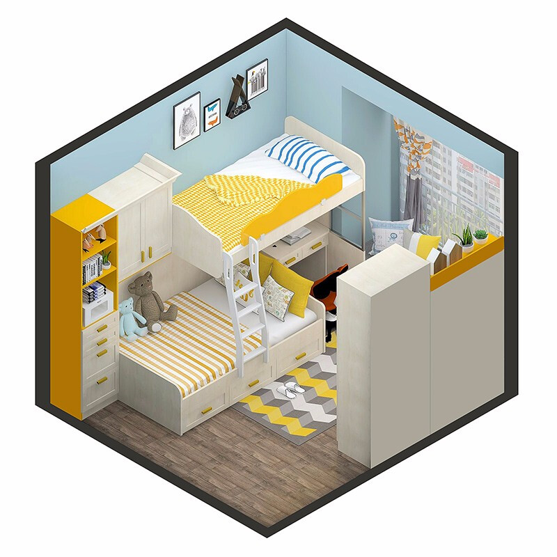 Shangpinzhai with custom tatami bed, high and low bunk bed, simple multifunctional bed, wardrobe, teenager room furniture set customization, deposit non-commodity price