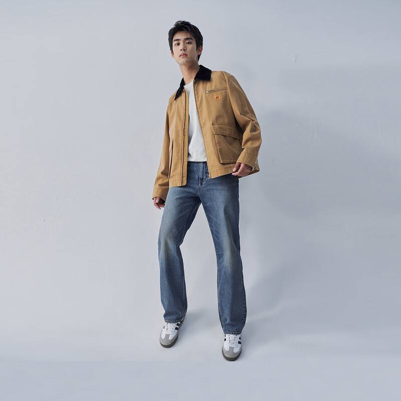 Lee25 autumn and winter new product comfortable version contrasting lapel workwear large pocket design same style jacket for men and women