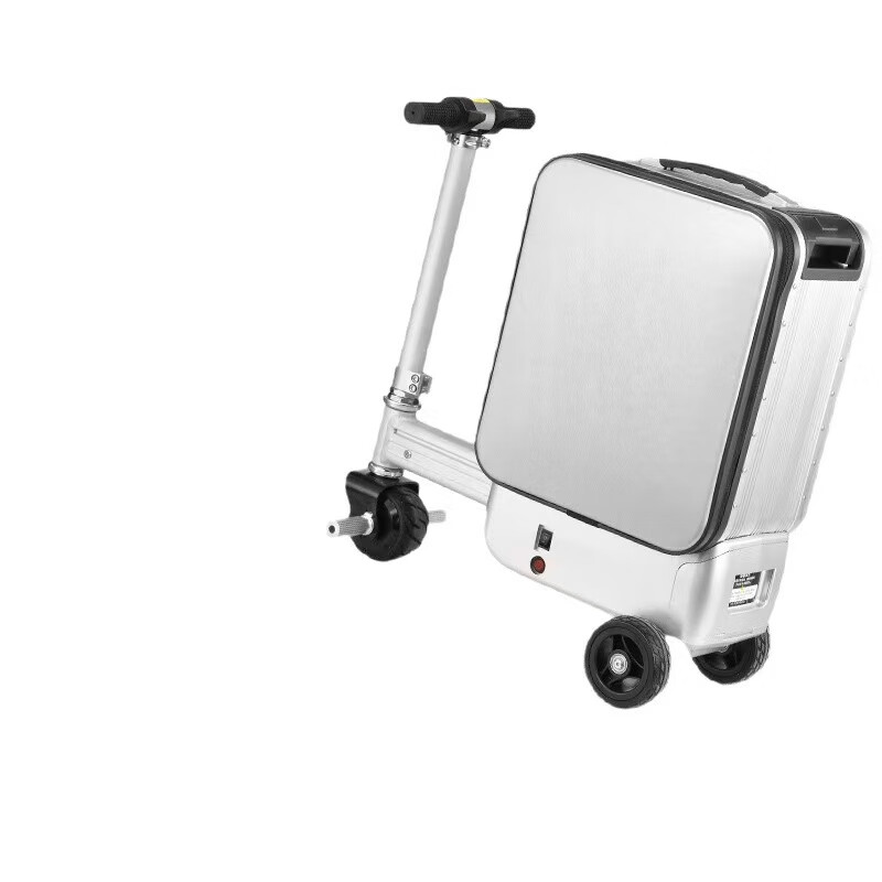 Qijiuyi Electric Luggage One-touch retractable 20-inch boarding case for riding and transportation, super long battery life of 20 kilometers, electric suitcase, silver, 20KM long battery life + 3C certified battery, 20 inches, can be boarded and ridden with reversing