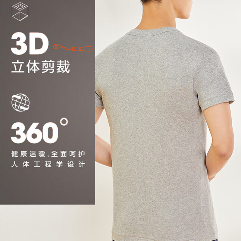 Yiershuang 2-pack 100% cotton men's short-sleeved ribbed old man's shirt T-shirt undershirt round neck cotton M/165