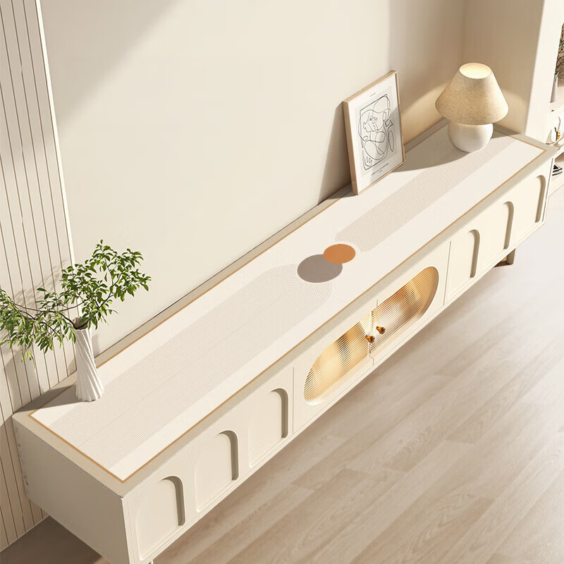 Ultra-luxury TV cabinet tablecloth, high-end light luxury dining table mat, leather waterproof, wipeable and washable sideboard mat, shoe cabinet mat, under the warm sun (upgraded non-slip bottom) 40*180cm