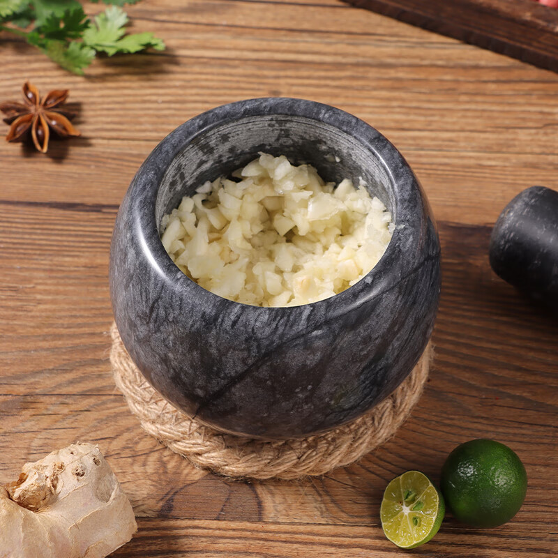 Baijie marble mortar garlic mortar masher garlic masher garlic press garlic jar grinding stone for home use