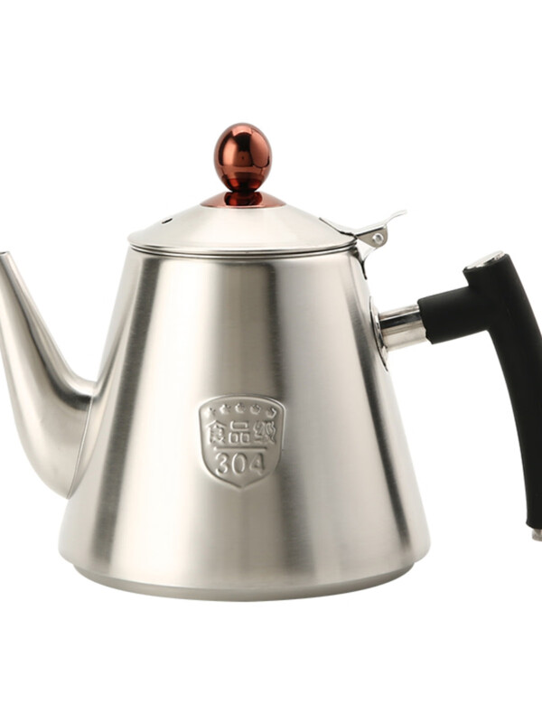 Runyuyu 304 extra thick stainless steel kettle home hotel hotel restaurant food stall tea kettle flat bottom induction cooker tea bar machine 304 extra thick golden sand pot sanded filterless silver 1.2L 1L or more