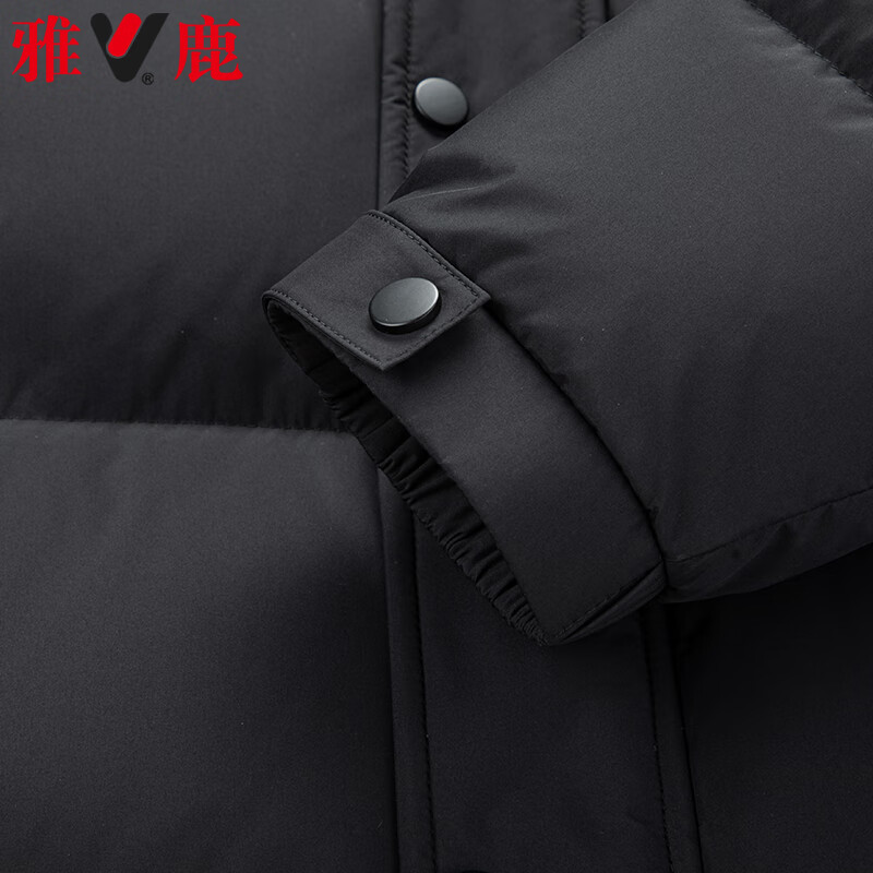 Yalu 90 velvet mid-length down jacket men's hooded autumn and winter casual warm thickened jacket men black 180