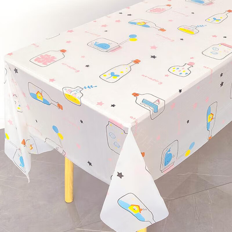 Modou Shenghuo ins cute and sweet style disposable tablecloth kindergarten rectangular table cloth printed plastic waterproof square tablecloth 1.8X1.8 meters purple tulip 10 pieces price