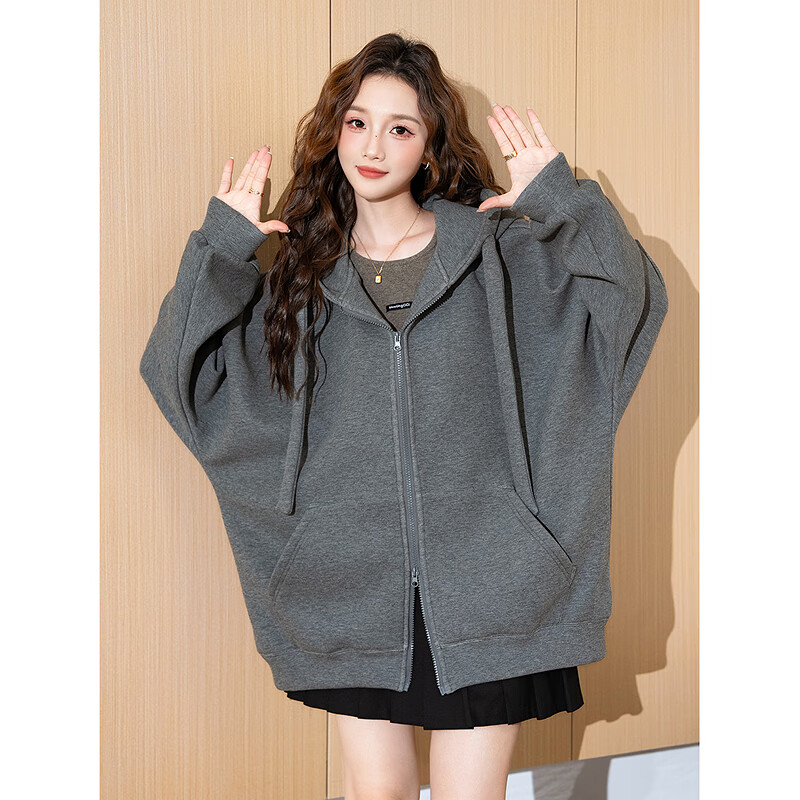 Tangshi 2025 autumn women's hooded kangaroo bag cloth hood rope knitted one-hand long coat