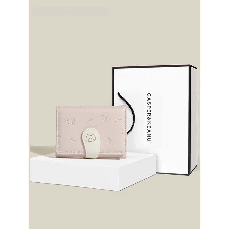 Casa-kups Birthday Gift Cute Cat Small Wallet 2025 New Women's Tri-fold Multi-Card Slot Card Holder Purple-Wallet