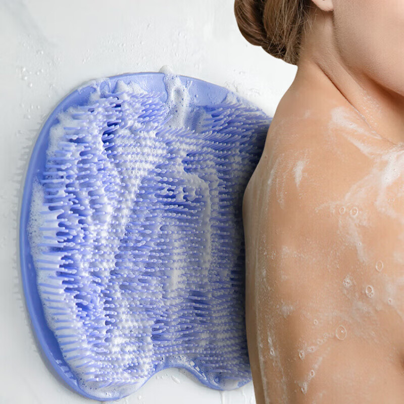 He Jiagong's Back Rubbing Artifact Back Lazy Back Rubbing Pad Bathing Back Brush Strong Don't Ask Someone to Stick to the Wall for Bathing and Bathing Silicone High and Low Functional Pillars - Sky Blue (Suction Cup Anti-