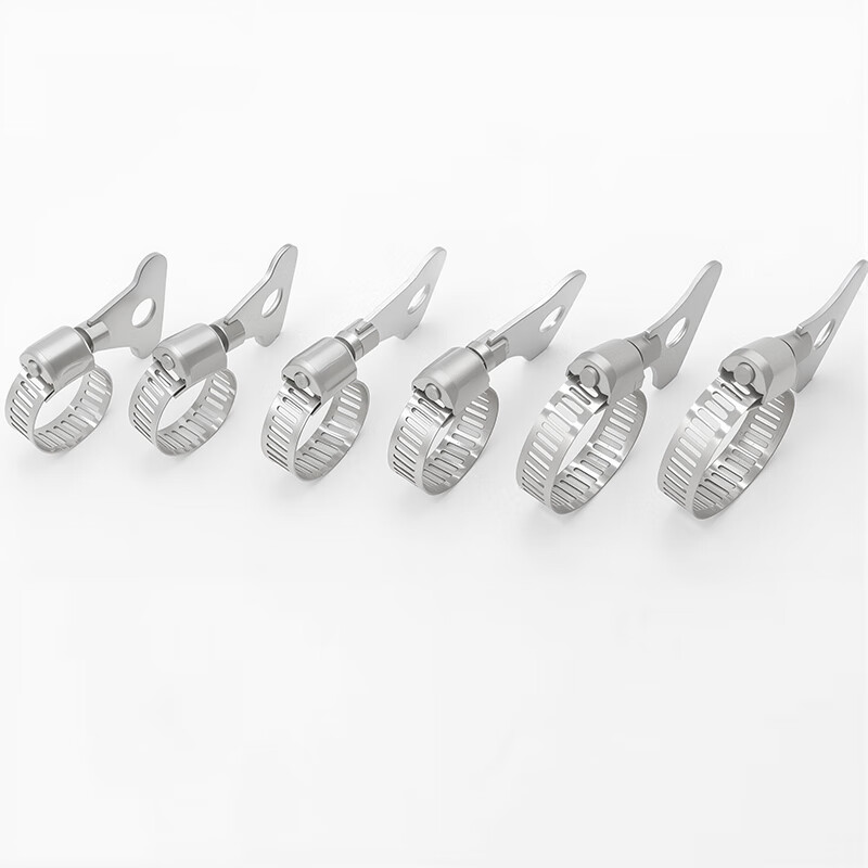 Yongli Shang 201 stainless steel handle type hoop clamp gas pipeline fixed joint hand-tight hose clamp water pipe tight clamp buckle fire-proof rust-resistant and wear-resistant 18-32mm 5 pieces