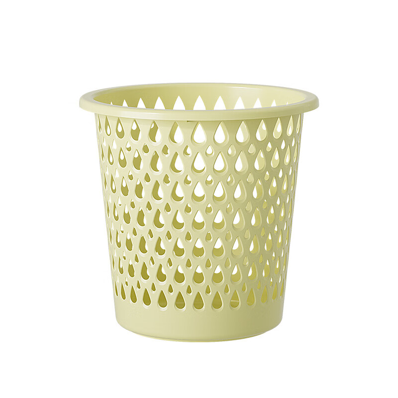 2025 New Trash Can Home Living Room Office Paper Basket Thick Plastic Hollow Dormitory Trash Basket Hot Style Green One