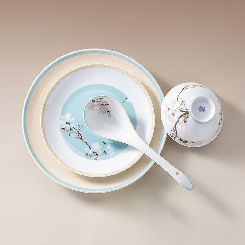 Tao Xichuan CERAMIC ART AVENUE Jingdezhen ceramic Chinese color tableware set Magnolia fragrance national color edible household bowls and plates porcelain housewarming gift Magnolia fragrance 4 people food family version gift box 8 pieces