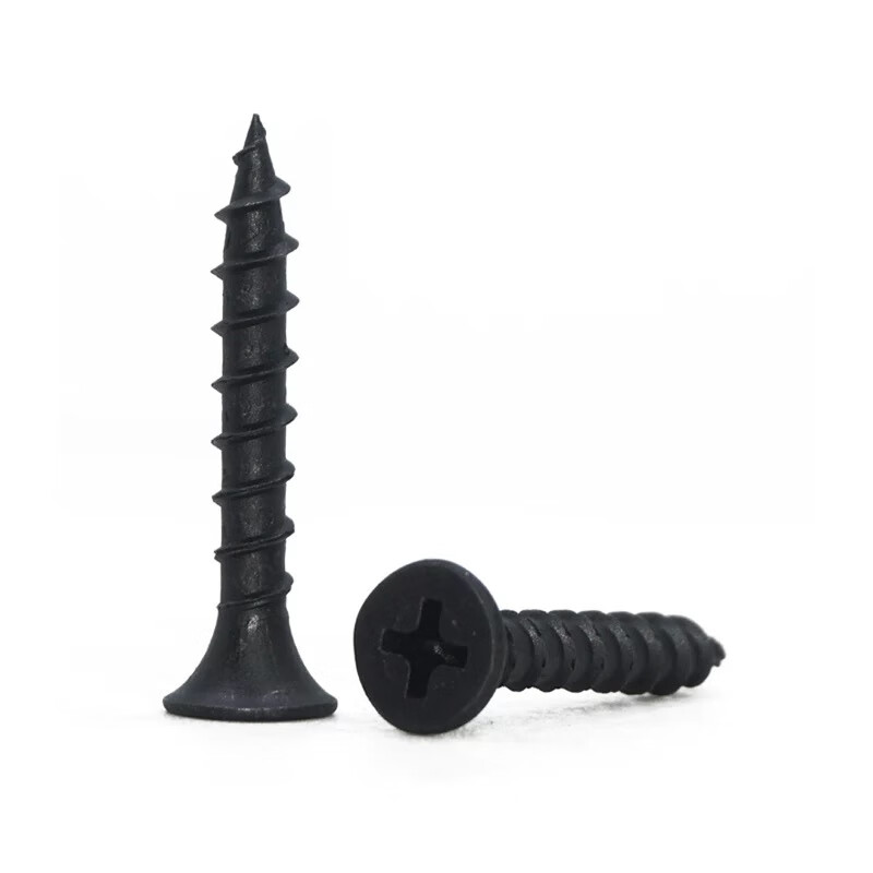 Renjuyi black coarse tooth self-tapping screws with black countersunk head fast tooth self-tapping national standard flat head furniture wood screws dry wall nails 4.2 black coarse teeth 4.2*16 50 catties each