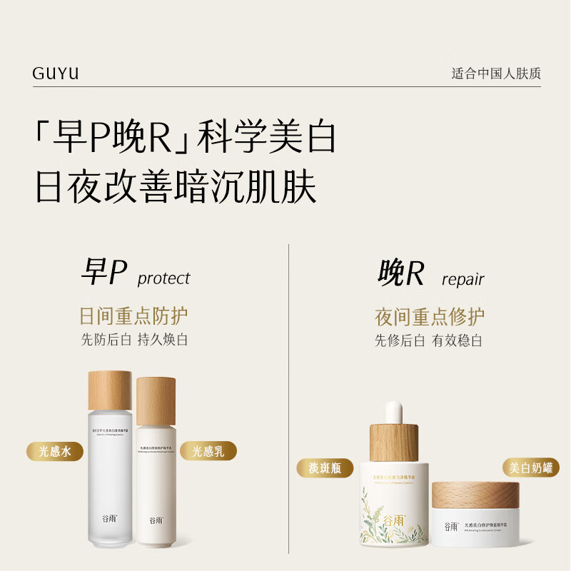 Guyu third generation light whitening and light spot water cream set repairing and moisturizing cosmetics birthday and New Year gift box