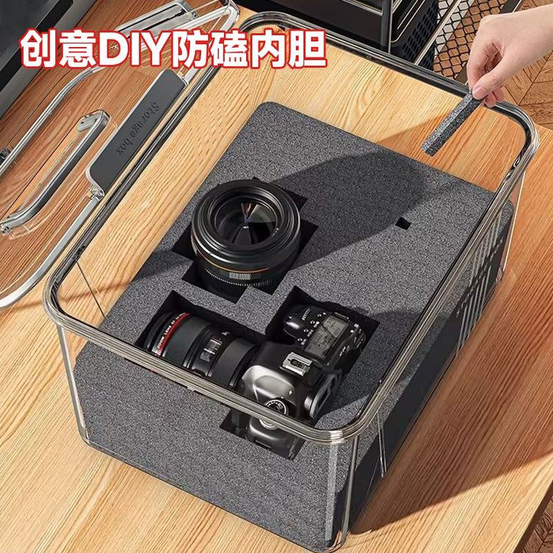 Large camera storage box, sealed, moisture-proof and bump-proof box, micro-SLR lens, portable storage for photographic equipment, huge size, bump-proof inner tank + desiccant*10, high transparency material, four-buckle seal + sealing strip