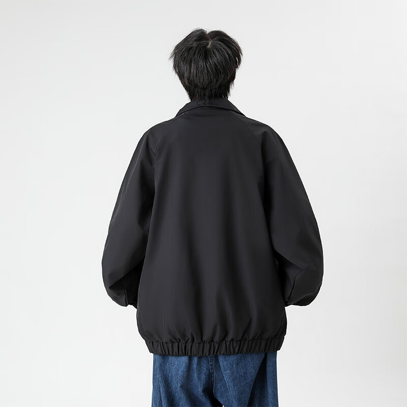 Dingfengbaoluo casual jacket men's autumn solid color simple versatile fashion loose top coat KD16 black L