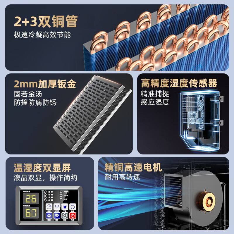 Duluxin DK-130 dehumidifier 138L/day APP mobile remote control 8-liter large water tank High-power dehumidifier dedicated to dehumidification in villa basement workshop warehouse 138L/day smart model Panasonic compressor