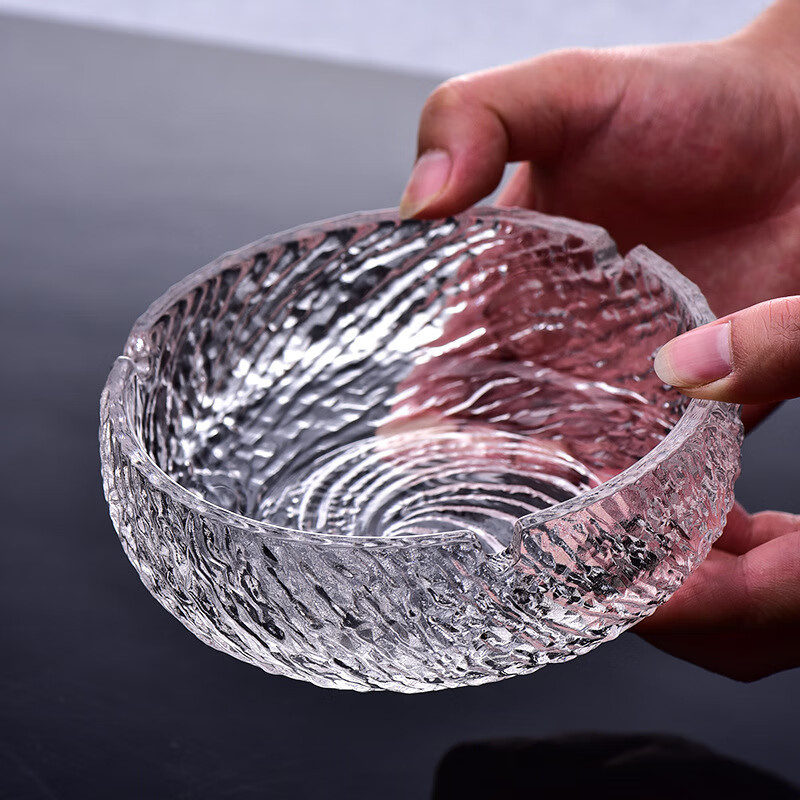 Youjia Liangpin glass ashtray high-end light luxury creative ins high-looking transparent ashtray hotel supplies large size