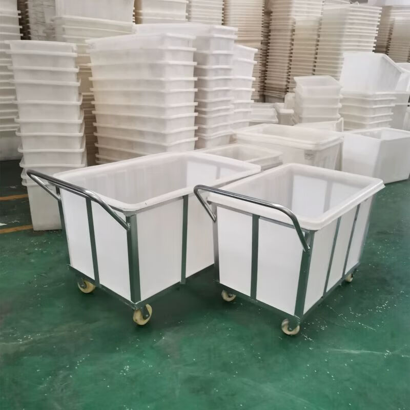 Wheeled water tank cart, turnover cart, cloth drop cart, dyeing factory cart, cooked plastic box, linen cart, water cart with bucket, 500L square (100*100*69) cart