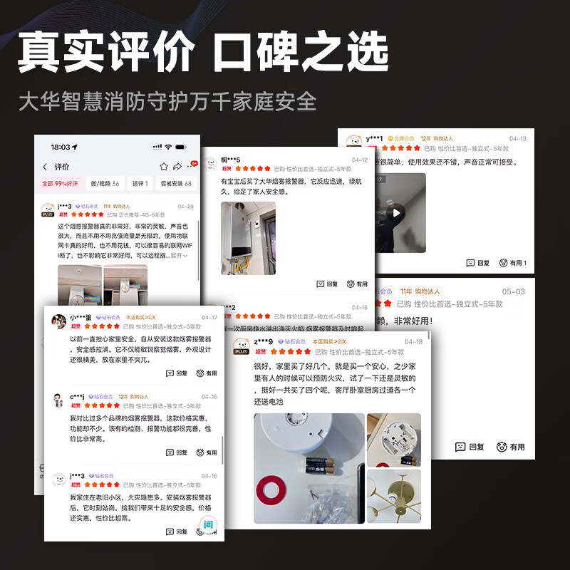 Dahua Dahua smoke alarm household smoke detector fire alarm detector 3c school restaurant hotel office building commercial 5-year model S3D national supplement