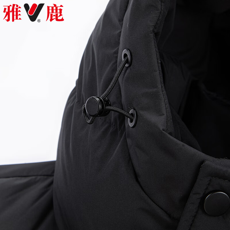 Yalu 90 velvet mid-length down jacket men's hooded autumn and winter casual warm thickened jacket men black 180