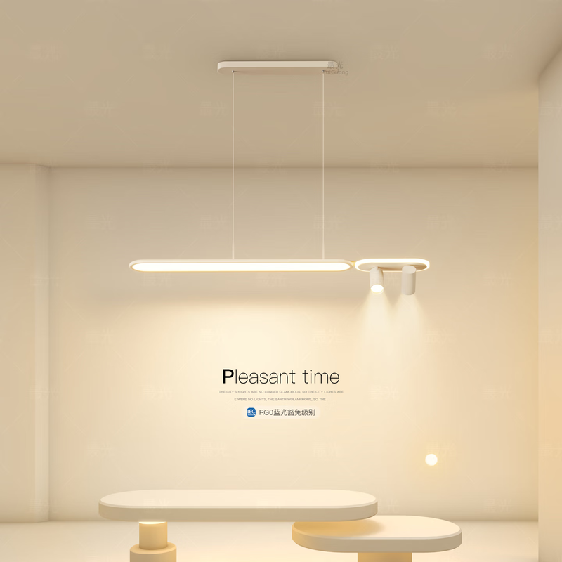 Wu Jian restaurant one-word long chandelier simple LED dining table lamp 2025 new living room lamp bar island room lamp A type - white frame - 115cm - three-tone lighting (intimately illuminates the sideboard)