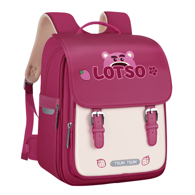 Disney (Disney) primary school backpack for girls, first to third grade girls, spine protection large capacity backpack, rose red