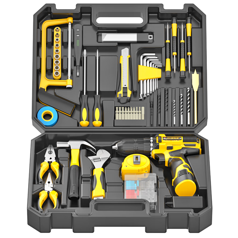 Aired New Product German Tool Box Set Lithium Electric Hand Drill Household Hardware Tools Electric Screwdriver Creation Deluxe Set Second Electric 12V-1.3AH