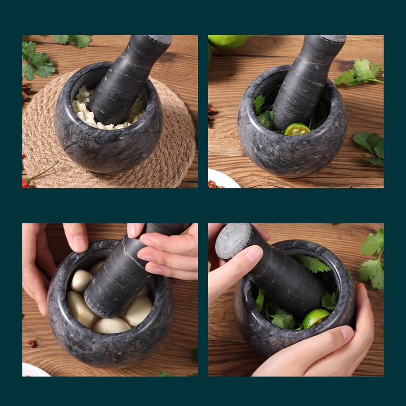 Baijie marble mortar garlic mortar masher garlic masher garlic press garlic jar grinding stone for home use